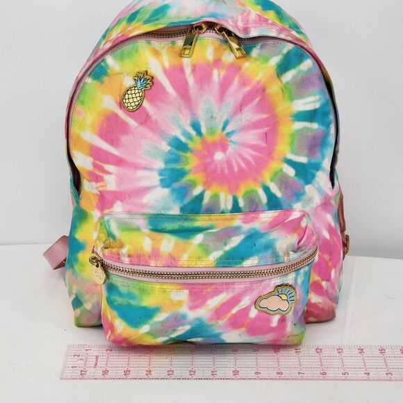 Stoney Clover Lane Tie Dye Nylon Backpack Pink Blue Yellow Pineapple Cloud Patch - Picture 15 of 16